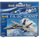 KIT PARA MONTAR REVELL MODEL SET AVIÃO F/A-18C HORNET 1/72 COMPLETO COM TINTAS COLA E PINCEL REV 64894